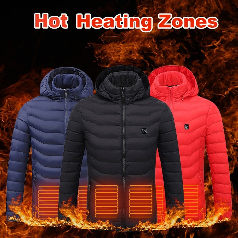 New Heated Jacket Coat USB Electric Jacket Cotton Coat Heater Thermal Clothing Heating Vest Men's Clothes Winter CyclistShorts