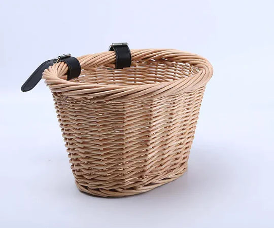 Kids' Oval Wicker Bicycle Basket – Handwoven Rattan Design