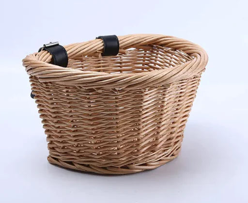 Kids' Oval Wicker Bicycle Basket – Handwoven Rattan Design