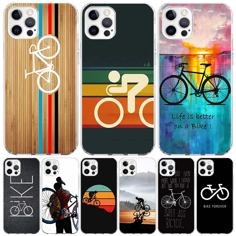 Bicycle Bike Sport Case Phone Cover for Apple iphone 16 15 14 13 12 Mini 11 Pro Max X XS XR 7 Plus 8 + SE 2020 Trend Fundas