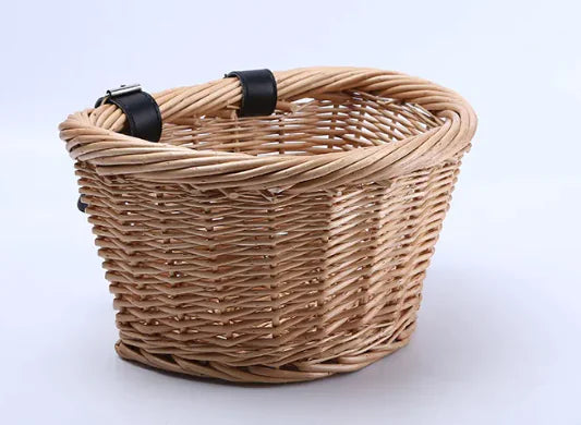 Kids' Oval Wicker Bicycle Basket – Handwoven Rattan Design