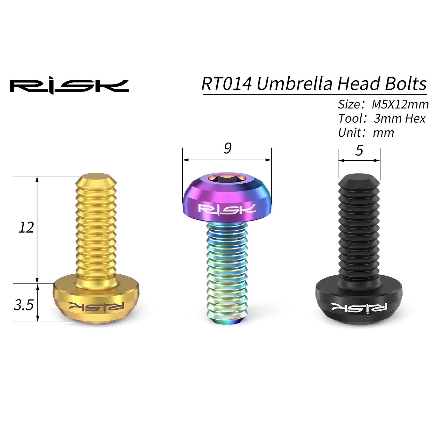 RISK 2pcs/box Road MTB Titanium Alloy Bike Bicycle M5x12 Water Bottle Cage Fixing Bolts Air Pump Holder Bracket Fixed Screw