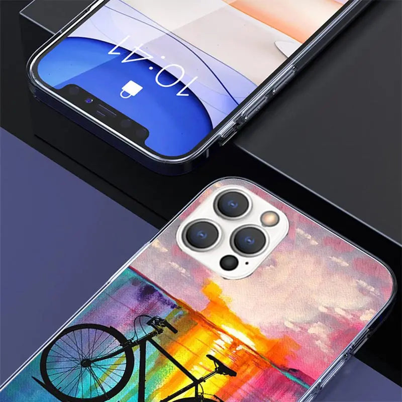 Bicycle Bike Sport Case Phone Cover for Apple iphone 16 15 14 13 12 Mini 11 Pro Max X XS XR 7 Plus 8 + SE 2020 Trend Fundas