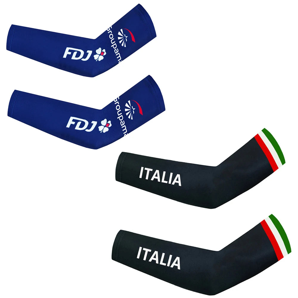 2025  FDJ TEAM ITALIA Cycling Arm Warmers Quick Dry Ciclismo Arm Protection Anti Slip Bike Accessorries Sport Sleeves