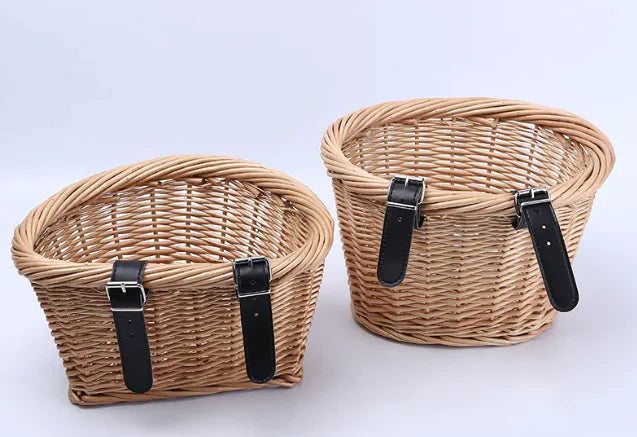 Kids' Oval Wicker Bicycle Basket – Handwoven Rattan Design