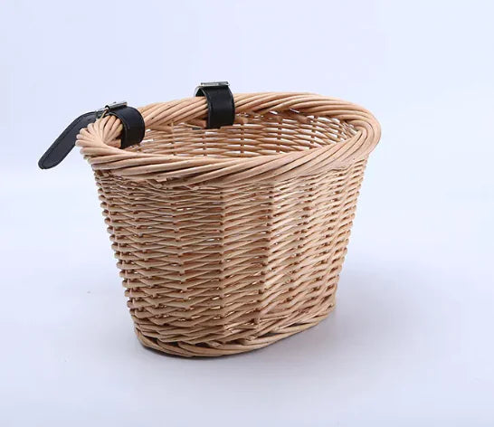 Kids' Oval Wicker Bicycle Basket – Handwoven Rattan Design